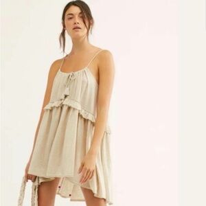 Free People FP Beach Rosaline Tunic Shift Flowy Dress Size Small Cream Color